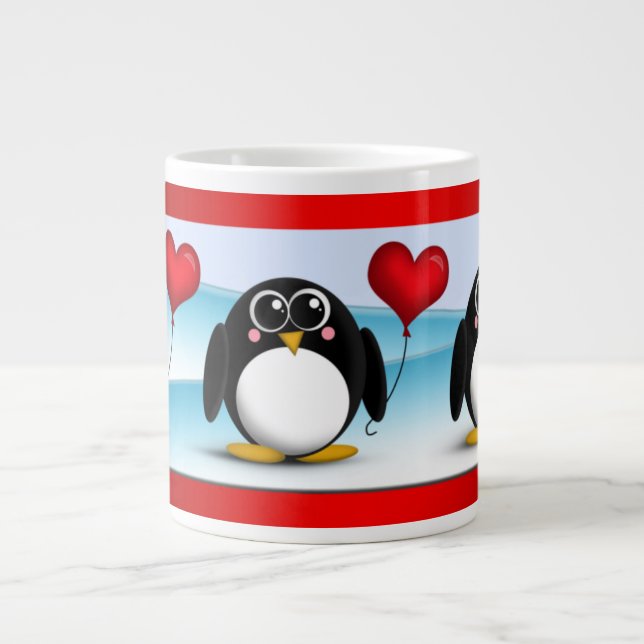 Adsible Penguin Heart Balloon - 20oz Jumbo Mugg (Framsidan)