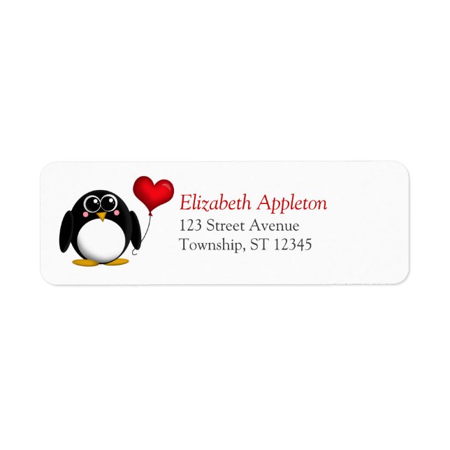 Adsible Penguin Heart - Returetiketter Returadress Etikett (Framsidan)