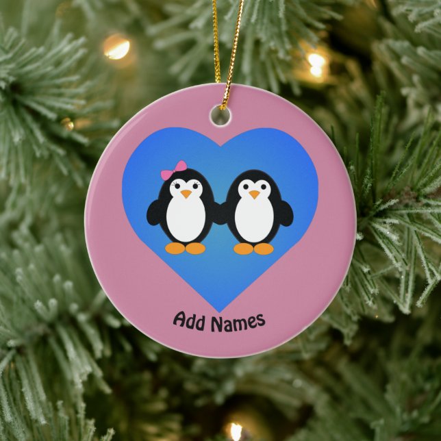 Adsible Penguin Kärlek Julgransprydnad Keramik (Träd)