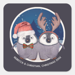 Adsible Penguin lite jul Fyrkantigt Klistermärke