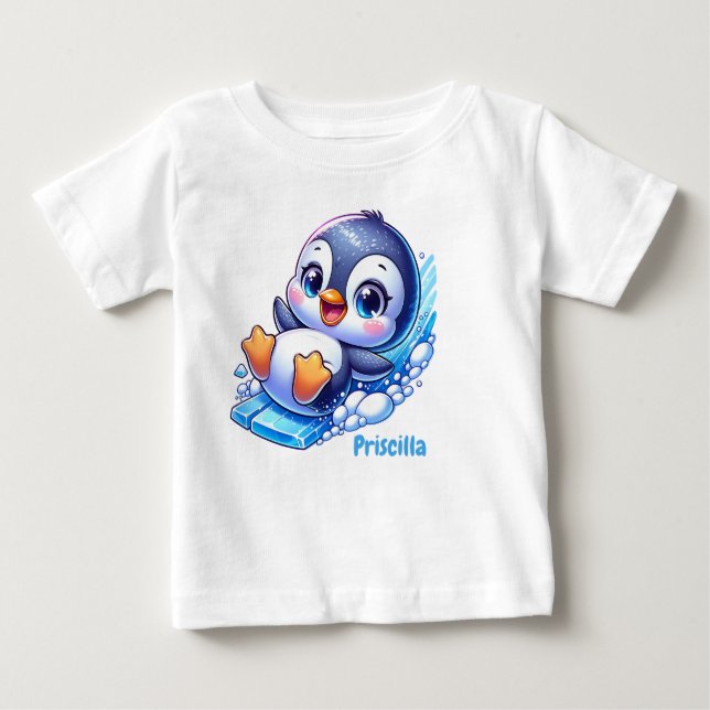 Adsible Penguin Sliding on Ice T Shirt (Framsida)