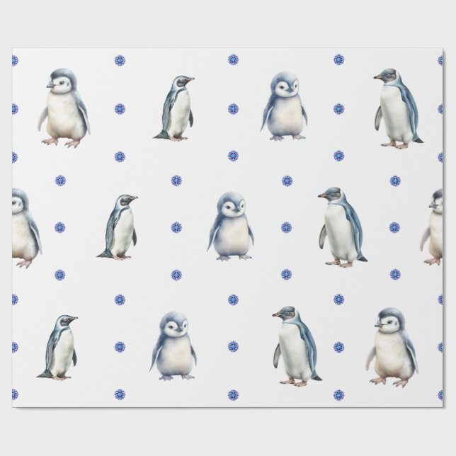 Adsible Penguins jul Helgdag on White Presentpapper (Platt)