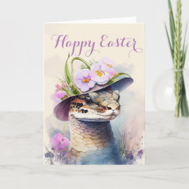 Adsible Pet Snake in Flower Påsk Hat Helgkort
