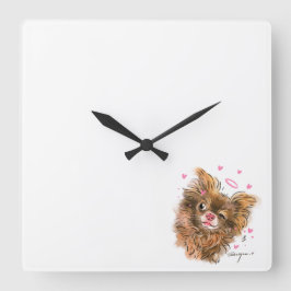 Adsible Pet - Temat Square Wall Clock Fyrkantig Klocka