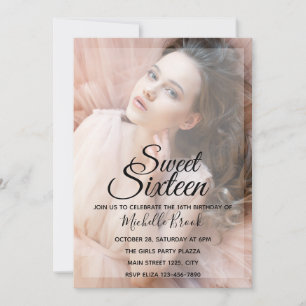 Adsible Photo Template - Sweet sixteen Inbjudningar