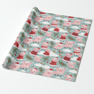Adsible Piglets in julfinery Helgdag Wrap Presentpapper