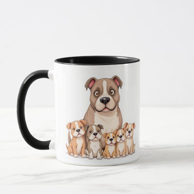 Adsible Pitbull Family Mugg - Perfekt Gift for Hun (Vänster)