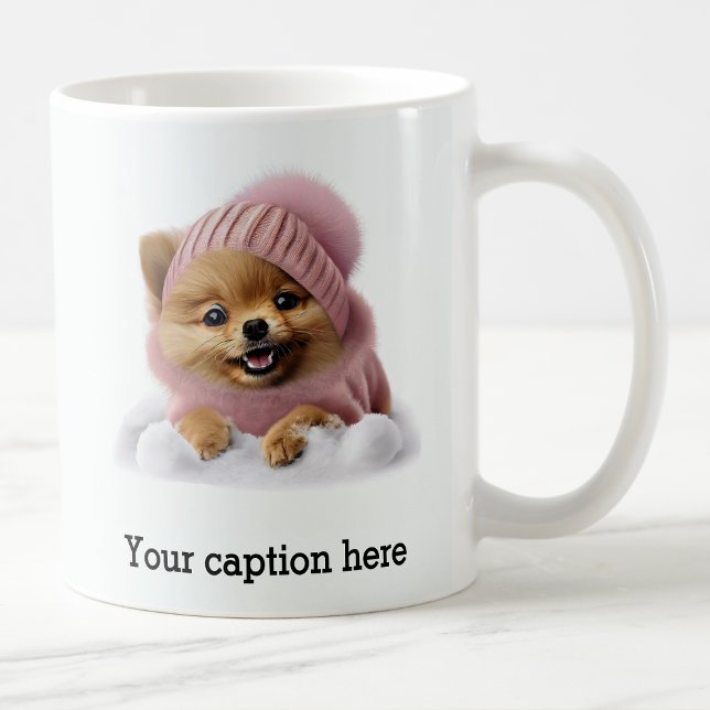 Adsible Pommanian Winter Playtime Kaffemugg (Skapare uppladdad)