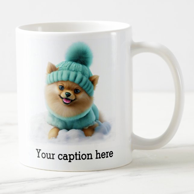 Adsible Pommanian Winter Playtime Kaffemugg (Skapare uppladdad)