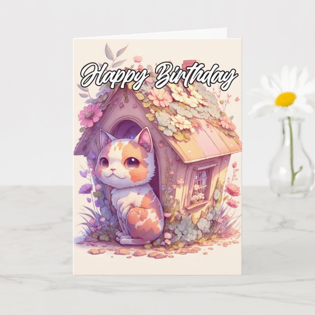 Adsible Posing Baby Kitten Illustration Kort (Liten växt)