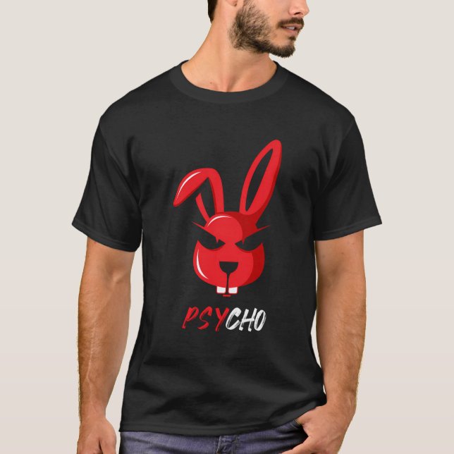 Adsible Psycho Konstig Bunny Rabbit Funny T Shirt (Framsida)