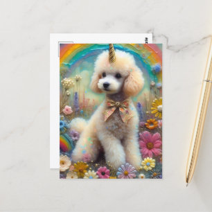 Adsible Pudel Guld Horn Unicorn Vykort