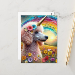 Adsible Pudel Unicorn in Wildblommor Vykort