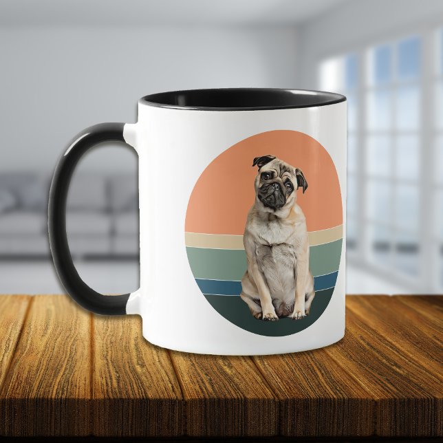 Adsible Pug Hund Retro Sunset Mugg (Skapare uppladdad)