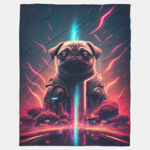 Adsible Pug in Futuristiska Robot Costume Fleecefilt