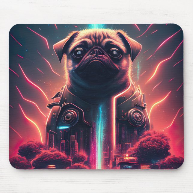 Adsible Pug in Futuristiska Robot Costume Musmatta (Framsidan)