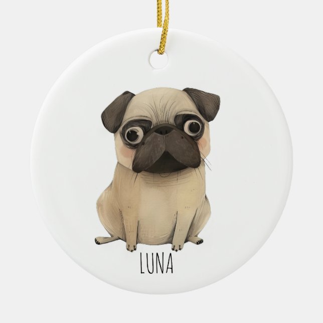 Adsible Pug Julgransprydnad Keramik (Framsidan)