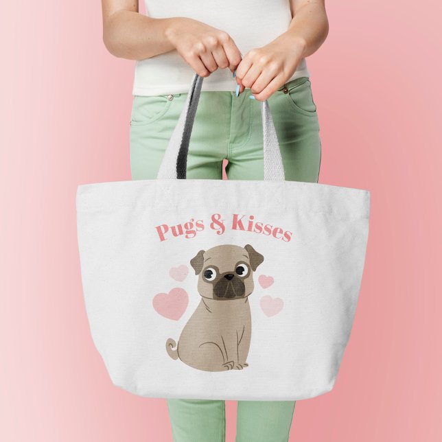Adsible Pug Puppy "Pugs and Kisses" Jumbo Tygkasse (Skapare uppladdad)