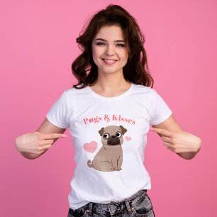 Adsible Pug Puppy "Pugs and Kisses" T Shirt