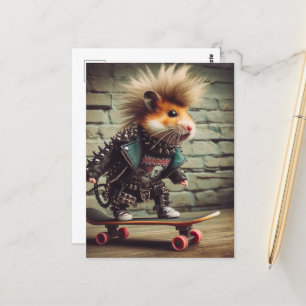 Adsible Punk Sten Skateboarding Hamster Vykort