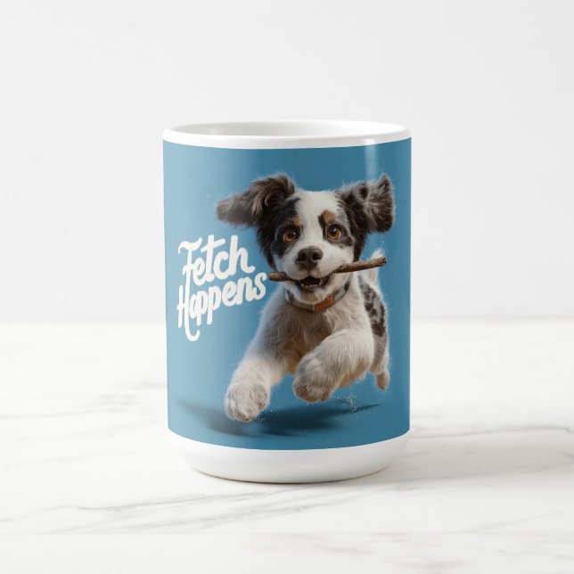 Adsible Puppy Mid-Luft Runwith a Stick Kaffemugg (Center)