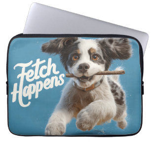 Adsible Puppy Mid-Luft Runwith a Stick Laptop Fodral