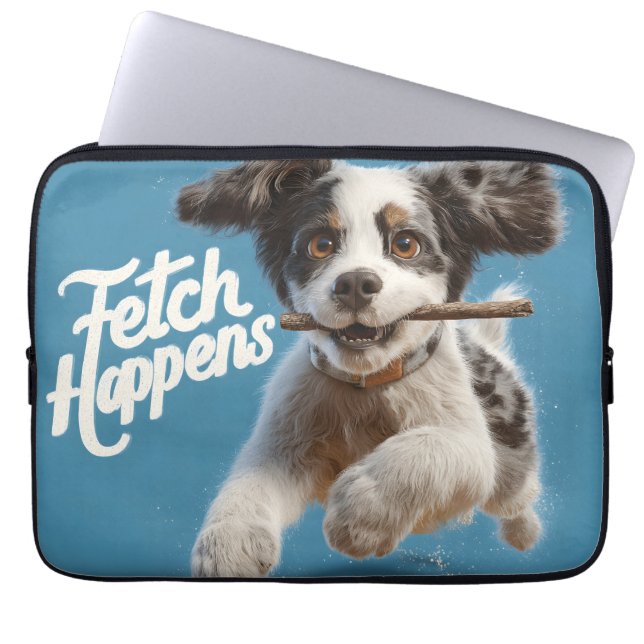 Adsible Puppy Mid-Luft Runwith a Stick Laptop Fodral (Framsidan)
