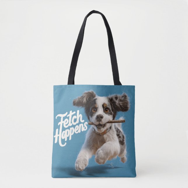 Adsible Puppy Mid-Luft Runwith a Stick Tygkasse (Framsida)