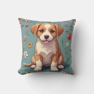 Adsible Puppy Mönster Decorative Pillow Kudde