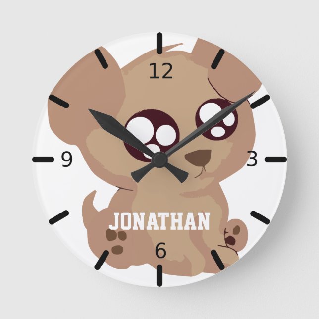 Adsible Puppy Rund Klocka (Framsida)