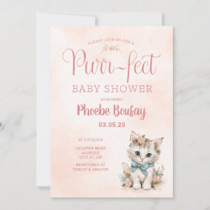 Adsible "PurrFect" Kitten Baby Shower-inbjudan Inbjudningar