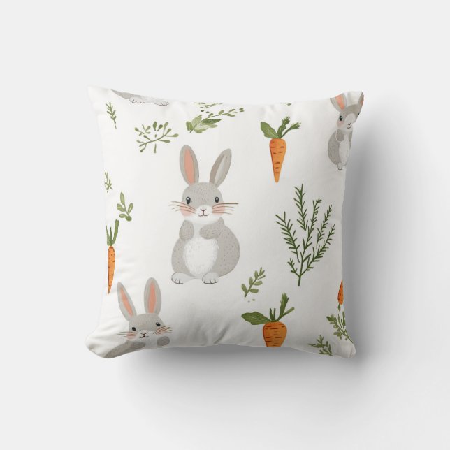 Adsible Rabbit and Carrot Fabric 1 Kudde (Framsida)