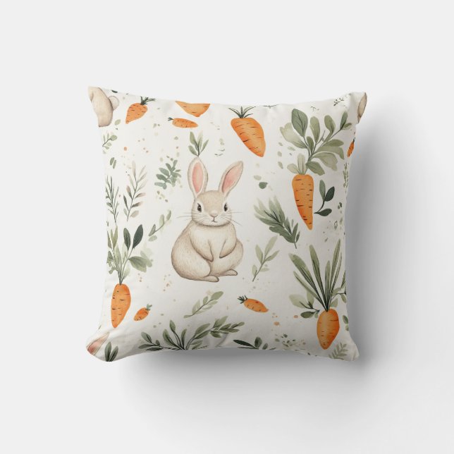 Adsible Rabbit and Carrot Fabric 3 Kudde (Framsida)