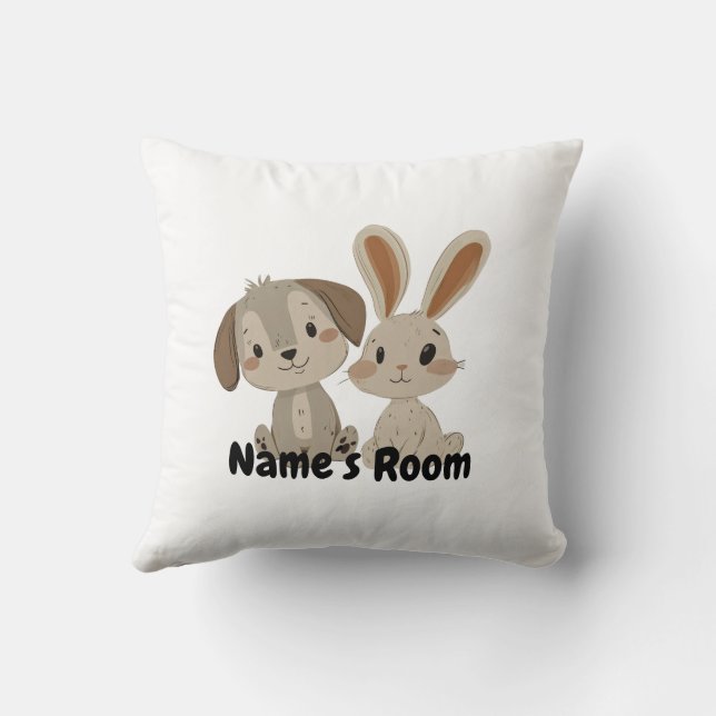 Adsible Rabbit and Puppy Friends Kids Room Kudde (Baksida)