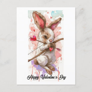 Adsible Rabbit Cupid Valentine Vykort