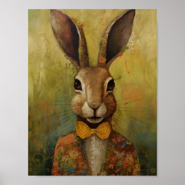 Adsible Rabbit in a Blommigt Kostym Poster (Framsidan)