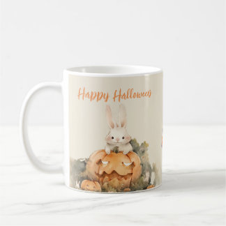 Adsible Rabbit in Pumpkin Patch Halloween Kaffemugg
