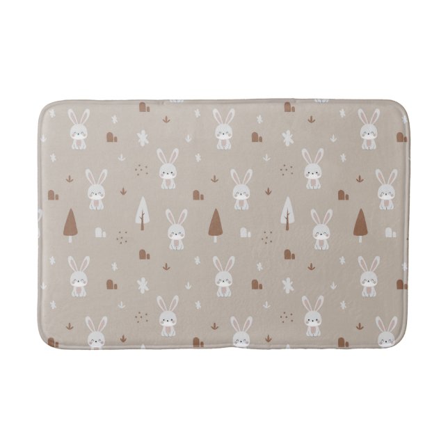 Adsible Rabbit Mönster Kids Bath Mat Badrumsmatta (Framsidan)