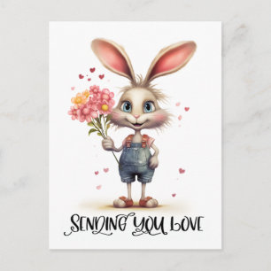 Adsible Rabbit Sending You Kärlek Vykort
