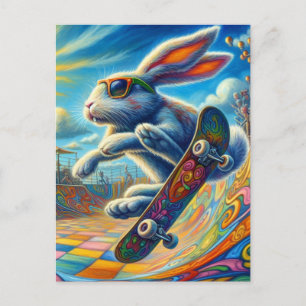 Adsible Rabbit Skateboarding Vykort