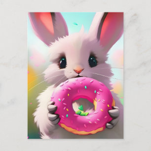 Adsible Rabbit with a Donut Vykort