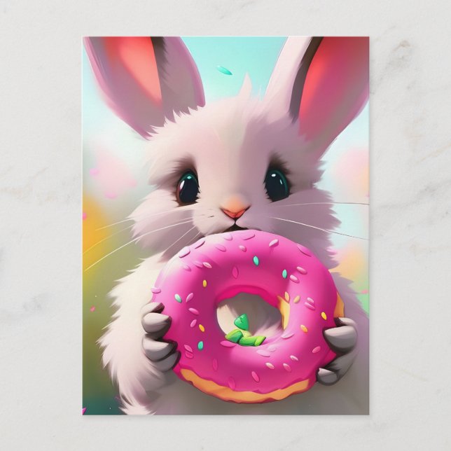 Adsible Rabbit with a Donut Vykort (Framsida)
