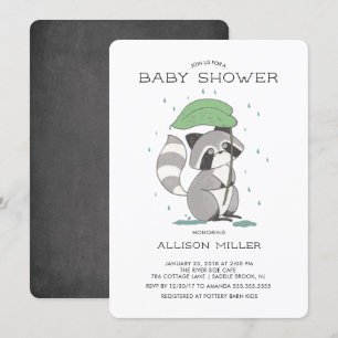 Adsible Raccoon Baby Shower-inbjudan Inbjudningar