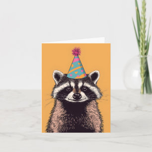 Adsible Raccoon Birthday Card - Roligt Party Desig Kort