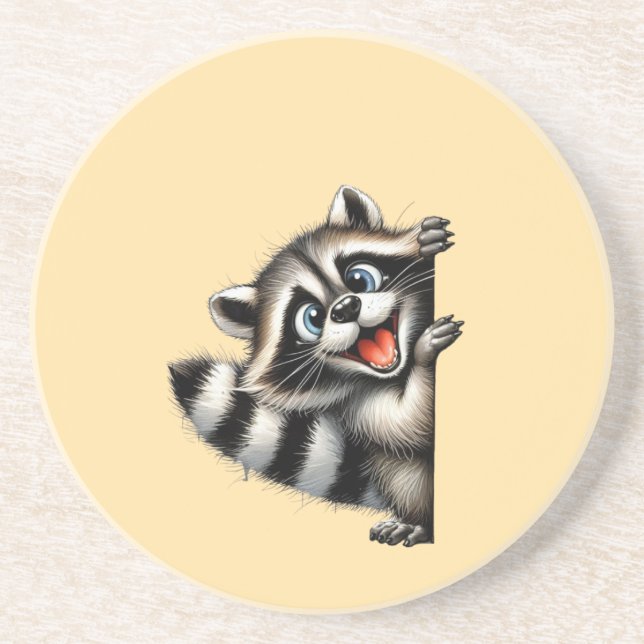 Adsible Raccoon jul Peek - Cute Helgdag Gif Underlägg (Framsidan)