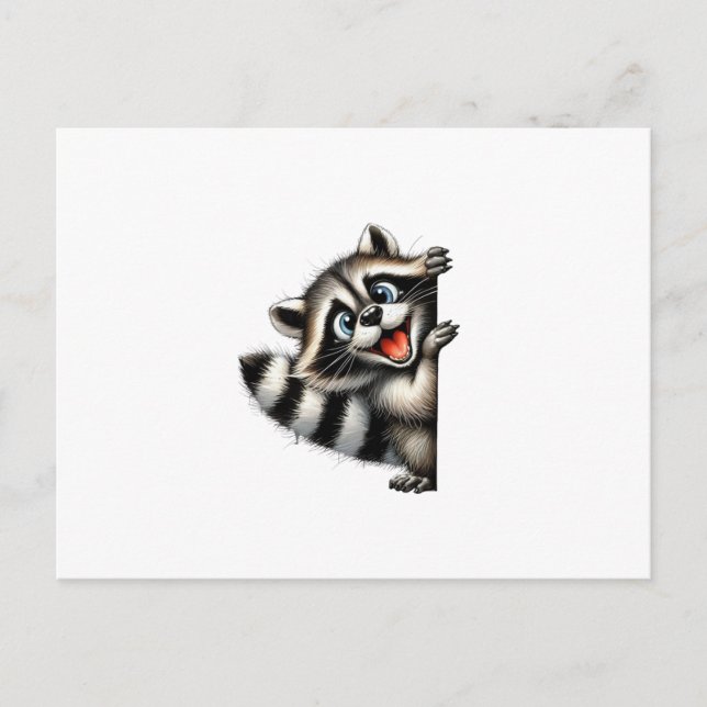 Adsible Raccoon jul Peek - Cute Helgdag Gif Vykort (Framsida)