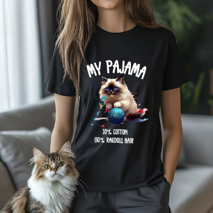 Adsible Ragdoll Cat Pajama Design for Cat Lovers T Shirt
