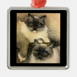 Adsible Ragdoll Cats with Bright Blue Ögon Julgransprydnad Metall