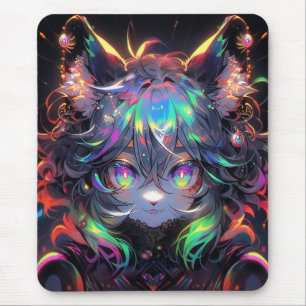 Adsible Rainbow Catgirl Hårig Anime Musmatta