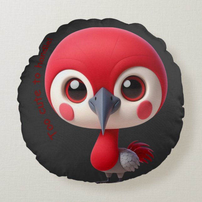 Adsible Red Bird Character Rund Kudde (Framsidan)